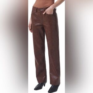 Agolde Sloane High Waist Straight Leg Recycled Leather Pants - size 26